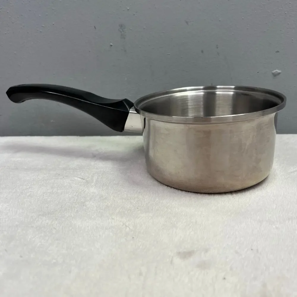 Vintage Sears 1 Qt Saucepan Heat Core Stainless Steel Long Handle USA 13028